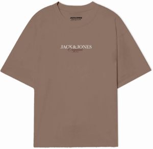 JACK & JONES Tričko 'JORBILLYBURG'  svetlohnedá / tmavohnedá / biela