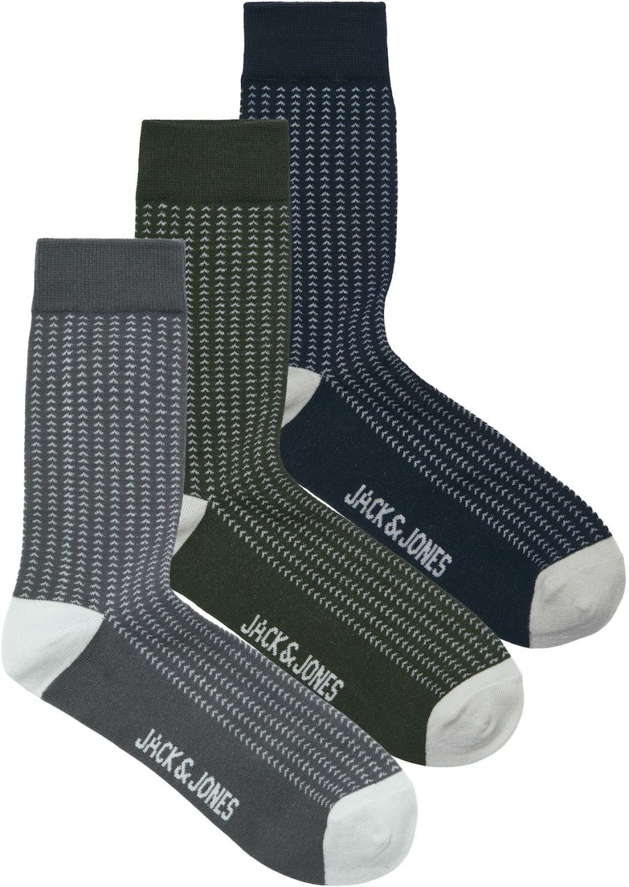 JACK & JONES Ponožky 'JACBOB'  tmavomodrá / čadičová / tmavozelená / biela