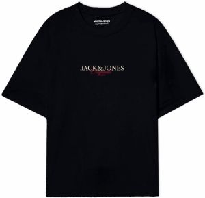 JACK & JONES Tričko 'JORBILLYBURG'  karmínovo červená / čierna / biela