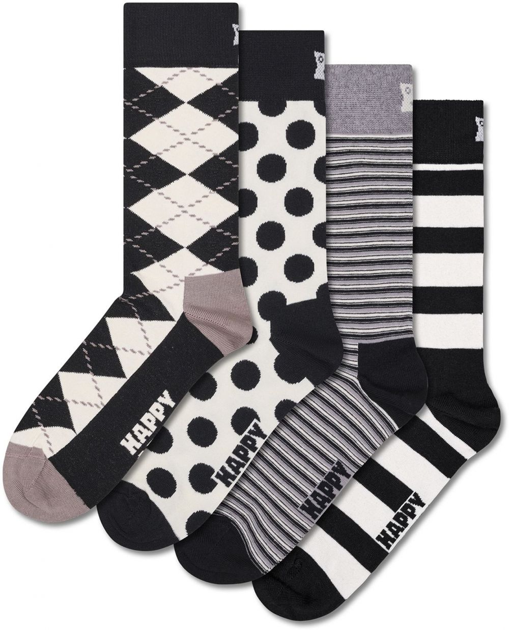 Happy Socks Ponožky 'Black And White'  sivá / čierna / biela