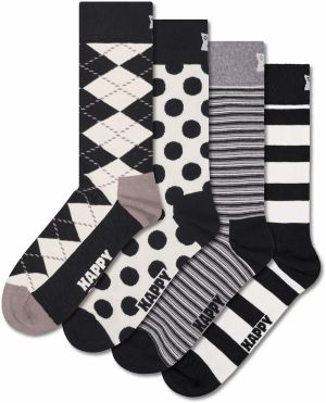 Happy Socks Ponožky 'Black And White'  sivá / čierna / biela