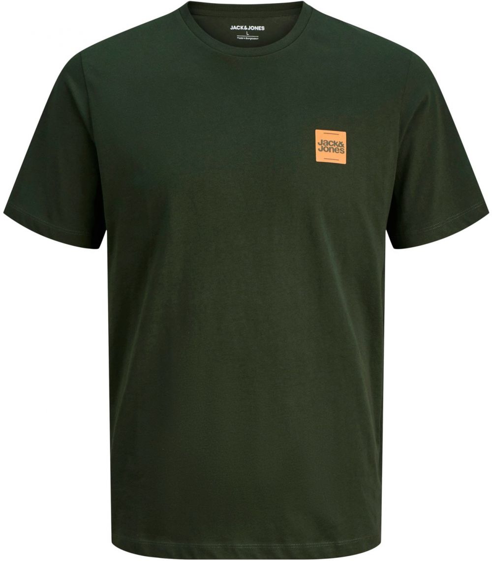 JACK & JONES Tričko 'JJBrandy'  tmavozelená / svetlooranžová