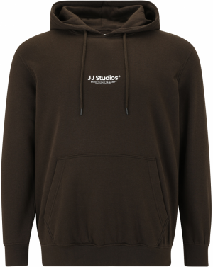 Jack & Jones Plus Mikina 'JJESOHO'  hnedá / biela