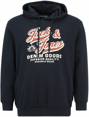 Jack & Jones Plus Mikina  námornícka modrá / koňaková / biela