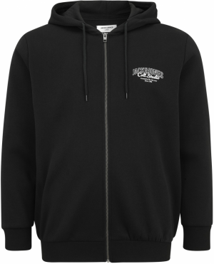 JACK & JONES Tepláková bunda 'JJMAKOTO'  čierna / biela