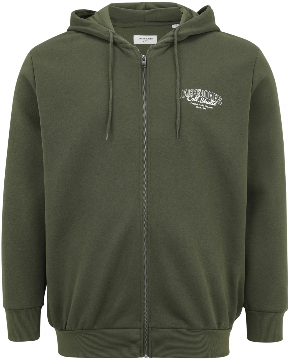 JACK & JONES Tepláková bunda 'JJMAKOTO'  zelená / biela