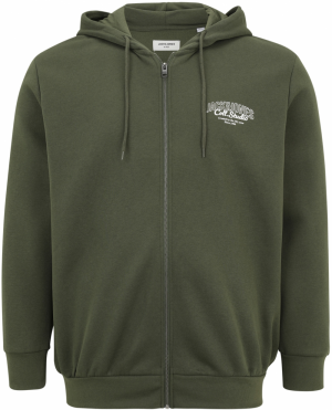 JACK & JONES Tepláková bunda 'JJMAKOTO'  zelená / biela