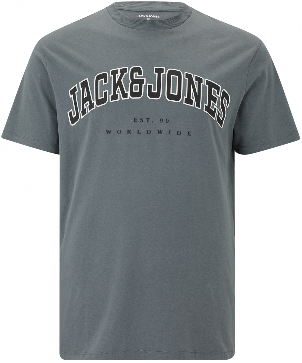 Jack & Jones Plus Tričko 'JJECALEB'  modrosivá / čierna / biela