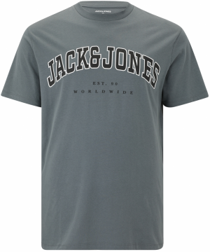 Jack & Jones Plus Tričko 'JJECALEB'  modrosivá / čierna / biela