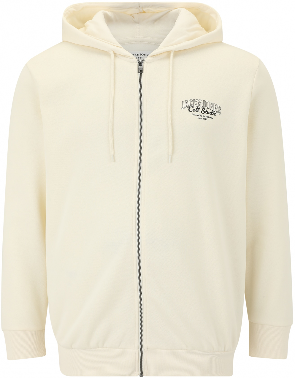 JACK & JONES Tepláková bunda 'JJMAKOTO'  čierna / biela ako vlna