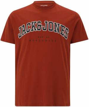 Jack & Jones Plus Tričko 'JJECALEB'  hnedá / čierna / biela