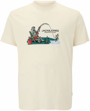 Jack & Jones Plus Tričko 'JORSKULL'  svetlomodrá / zelená / červená / biela ako vlna
