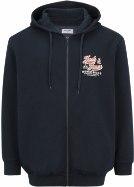 Jack & Jones Plus Tepláková bunda  tmavomodrá / hnedá / biela