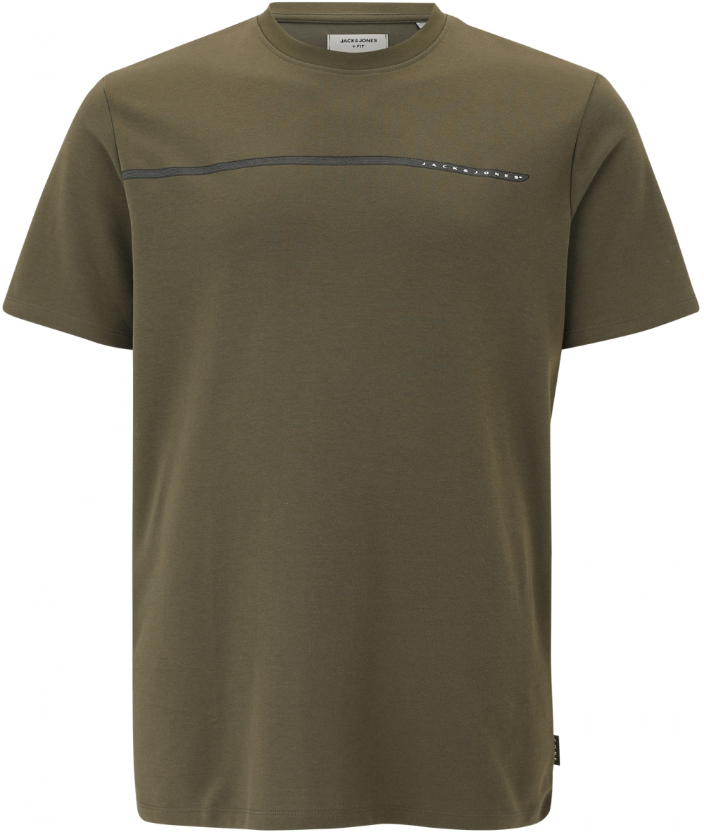 Jack & Jones Plus Tričko 'JCOFUSION'  tmavozelená / čierna