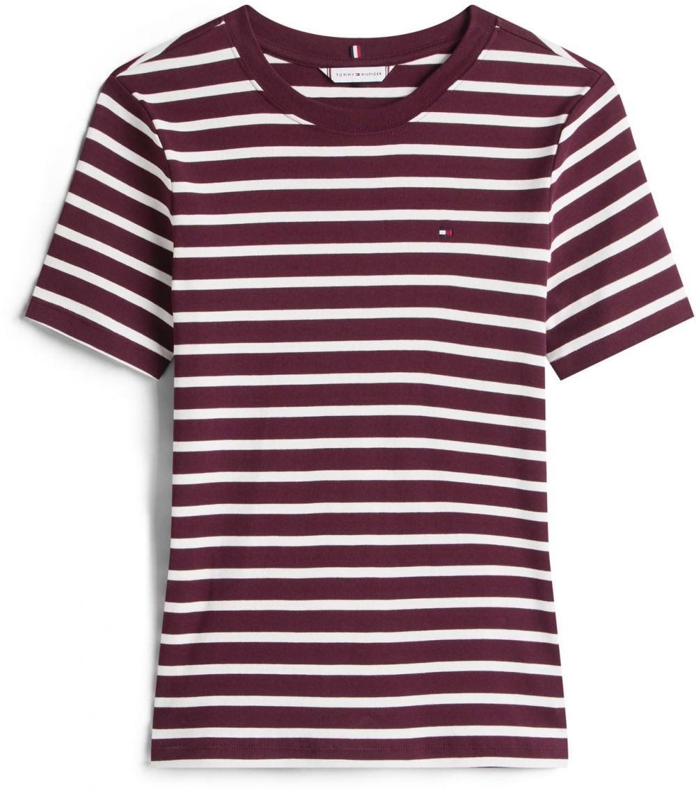 TOMMY HILFIGER Tričko 'CODY'  vínovo červená / biela