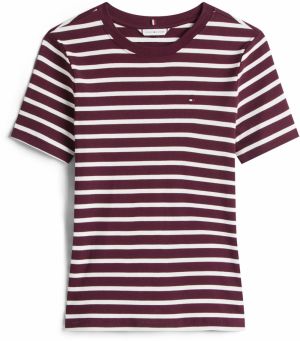 TOMMY HILFIGER Tričko 'CODY'  vínovo červená / biela