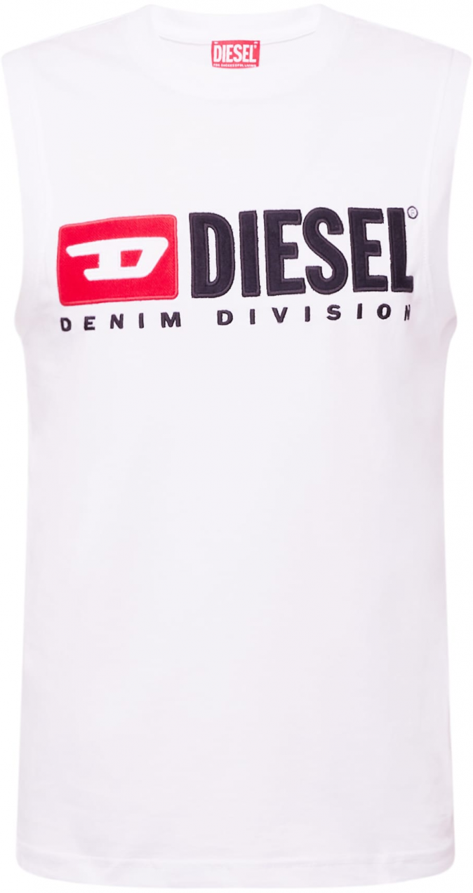 DIESEL Tričko 'T-Isco-Div'  krvavo červená / čierna / biela