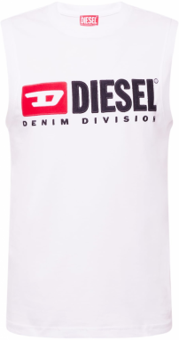 DIESEL Tričko 'T-Isco-Div'  krvavo červená / čierna / biela