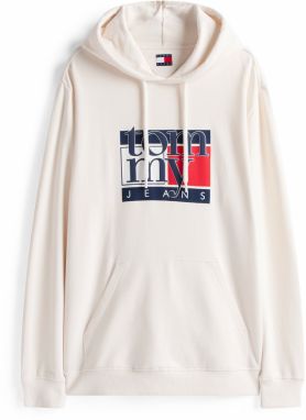 Tommy Jeans Mikina  námornícka modrá / červená / biela / biela ako vlna