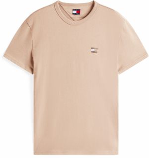 Tommy Jeans Tričko  svetlobéžová / tmavohnedá / tmavošedá / biela