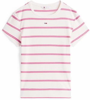 Tommy Jeans Tričko 'ESSENTIAL'  námornícka modrá / svetlomodrá / ružová / biela