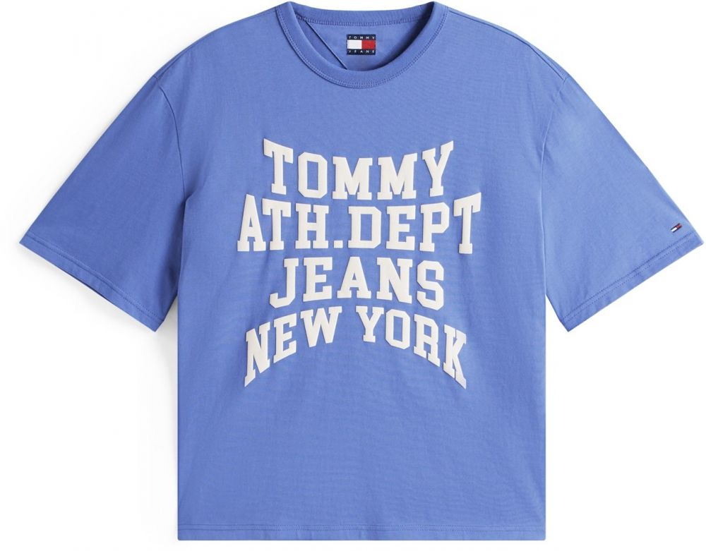 Tommy Jeans Tričko '90S VARSITY'  kráľovská modrá / biela