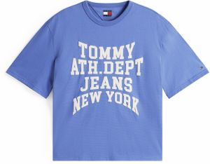 Tommy Jeans Tričko '90S VARSITY'  kráľovská modrá / biela