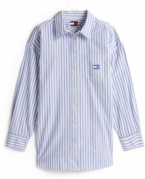 Tommy Jeans Blúzka  modrá / modrosivá / biela
