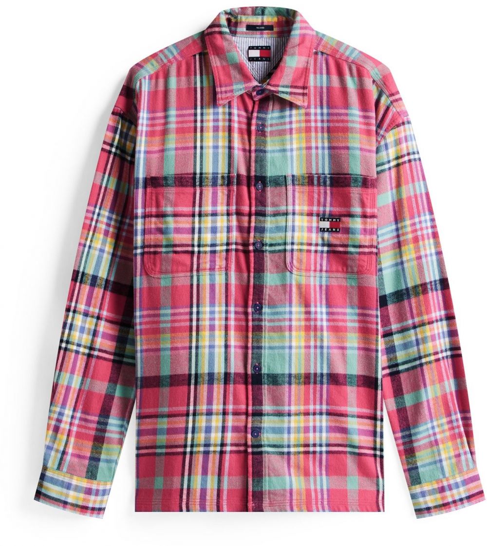 Tommy Jeans Košeľa  svetlomodrá / citrónová / fialová / purpurová