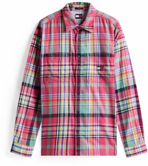 Tommy Jeans Košeľa  svetlomodrá / citrónová / fialová / purpurová