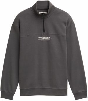 TOM TAILOR DENIM Mikina  tmavozelená / biela