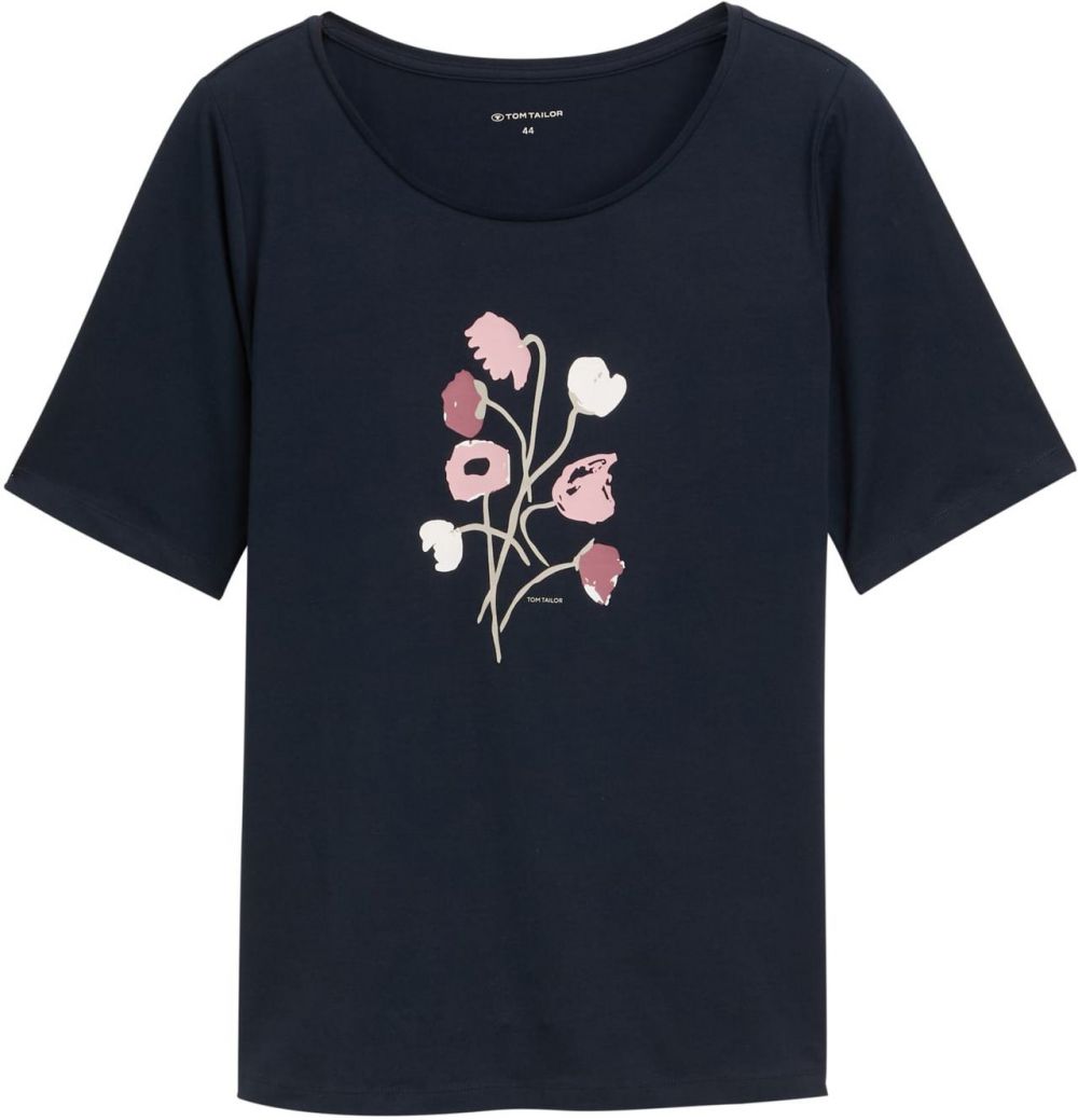 Tom Tailor Women + Tričko  tmavomodrá / pastelovo zelená / ružová / purpurová