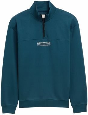 TOM TAILOR DENIM Mikina  petrolejová / biela