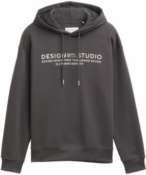 TOM TAILOR DENIM Mikina  grafitová / biela ako vlna