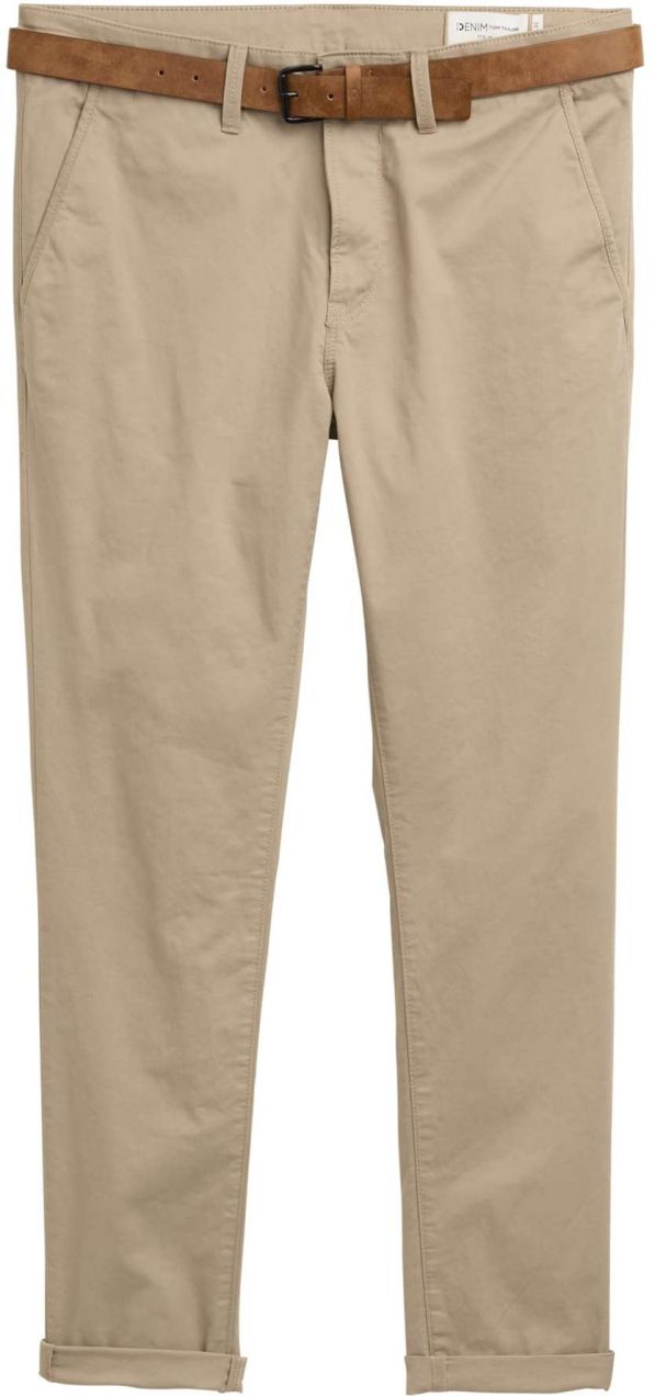 TOM TAILOR DENIM Chino nohavice  béžová / koňaková