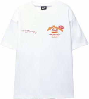Pull&Bear Tričko  červená / biela
