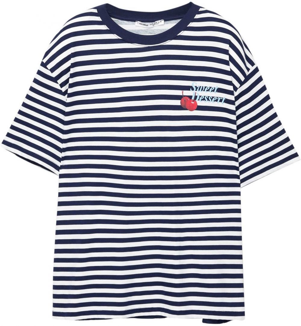 Pull&Bear Tričko  námornícka modrá / svetlomodrá / červená / biela