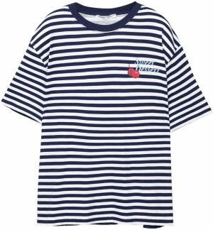 Pull&Bear Tričko  námornícka modrá / svetlomodrá / červená / biela