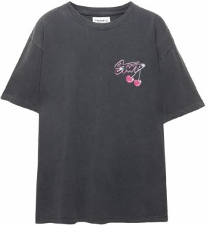 Pull&Bear Tričko 'STWD'  antracitová / svetloružová / červená / biela