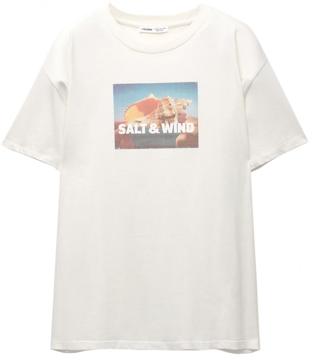 Pull&Bear Tričko  azúrová / žltá / oranžová / šedobiela