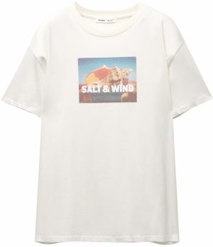 Pull&Bear Tričko  azúrová / žltá / oranžová / šedobiela