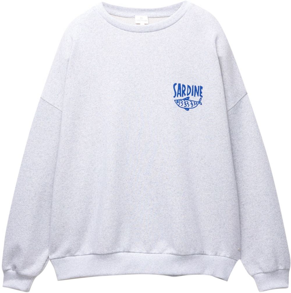 Pull&Bear Mikina 'PACIFIC SARDINE'  enciánová / sivá melírovaná
