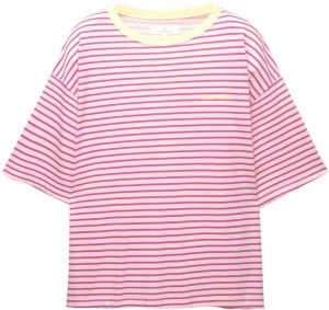 Pull&Bear Tričko  žltá / tmavoružová / biela