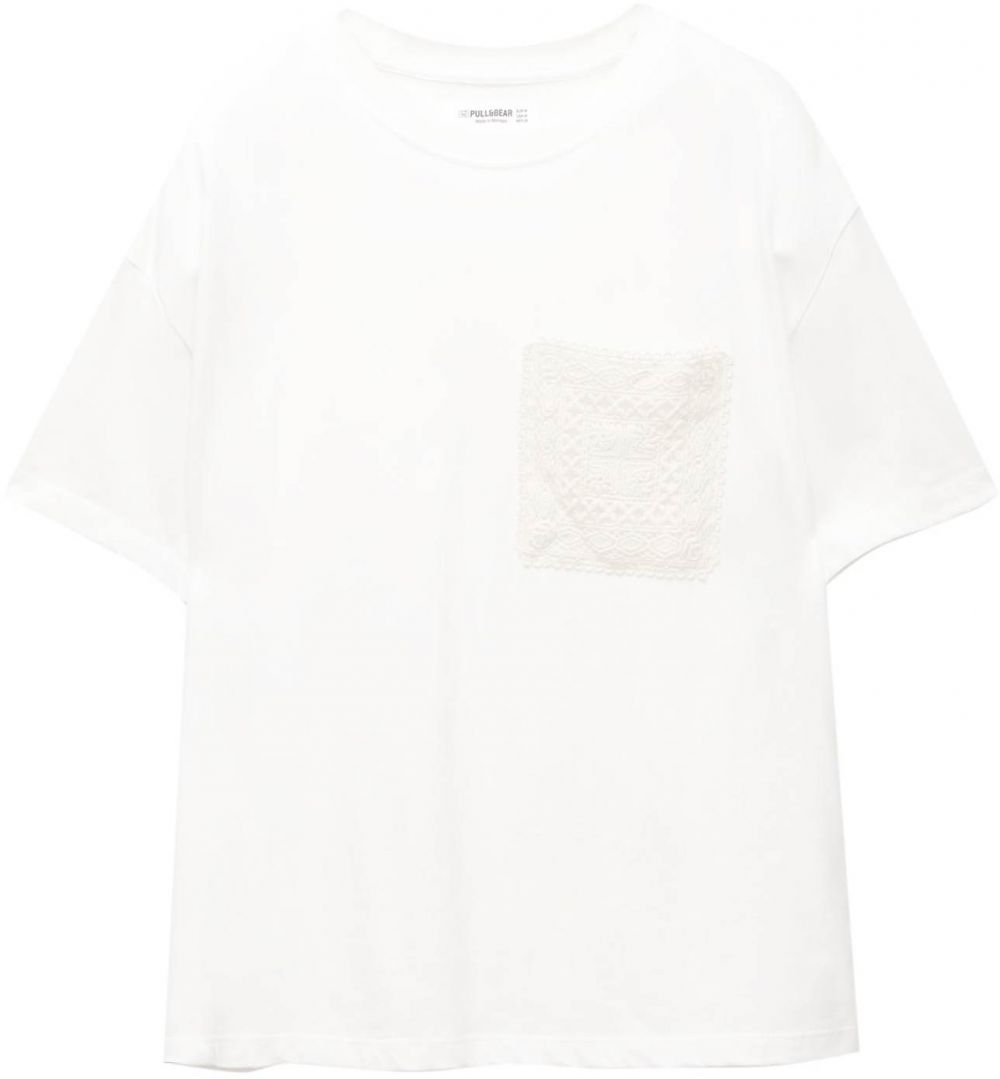 Pull&Bear Tričko  svetlobéžová / biela