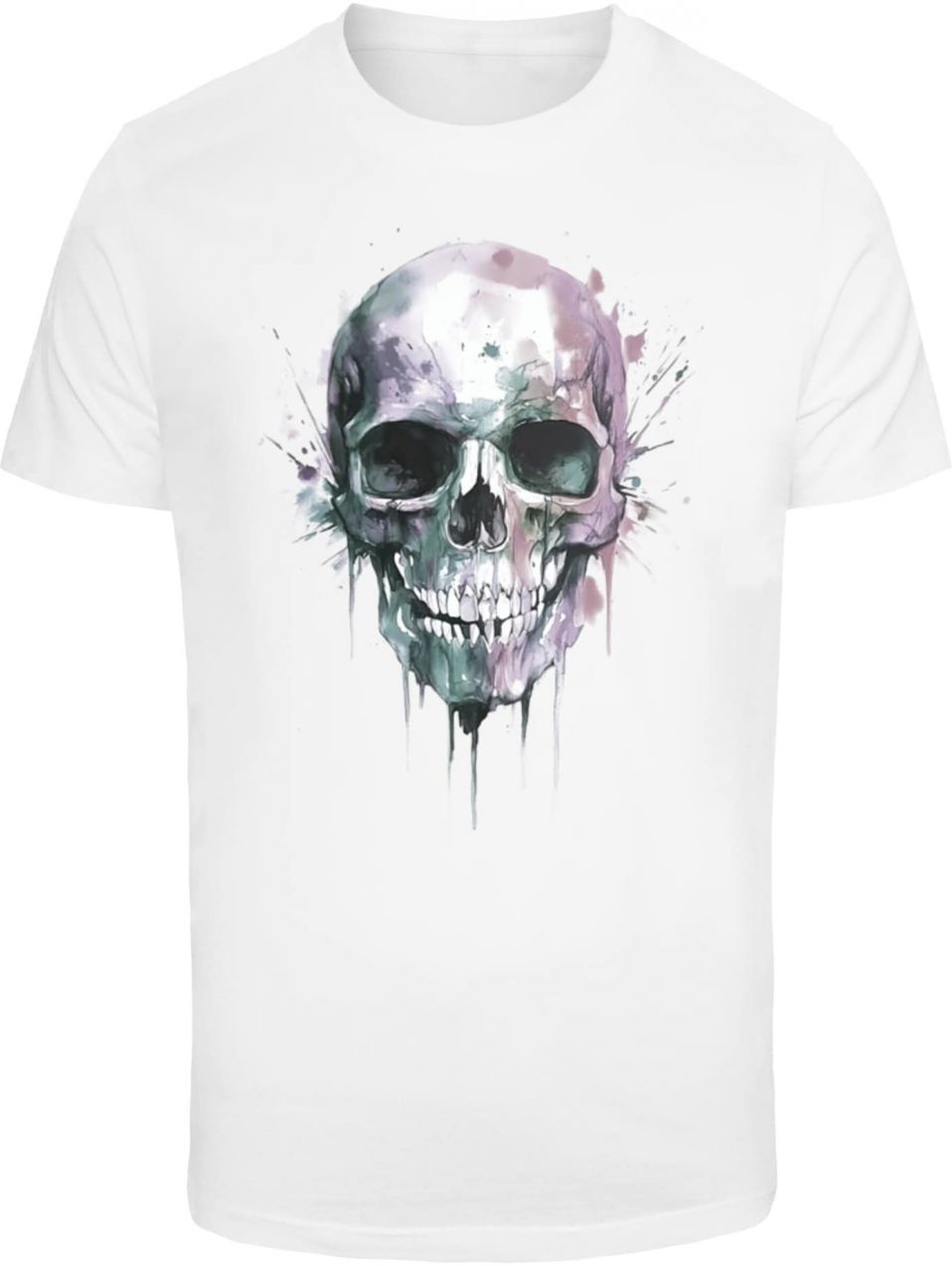Mister Tee Tričko 'Colorful Skull'  jedľová / svetlofialová / čierna / biela
