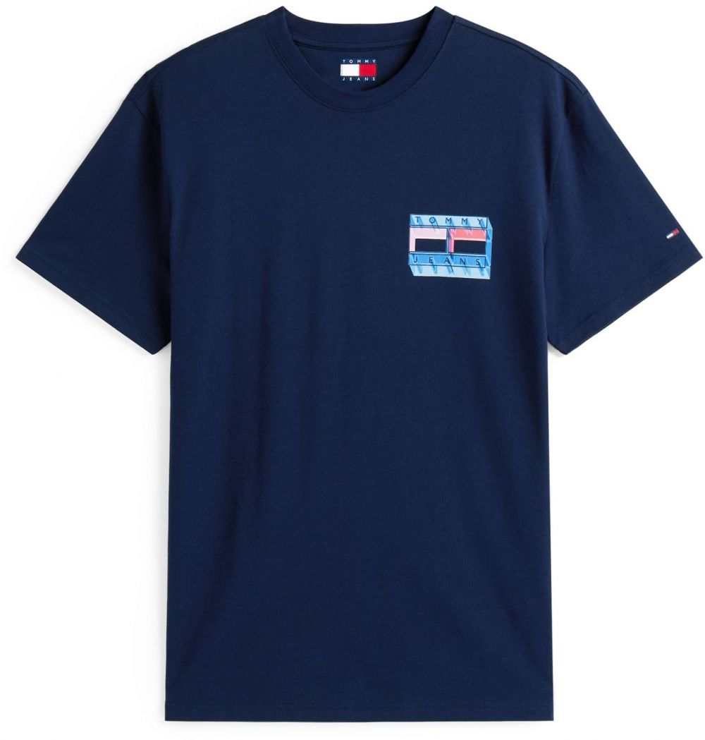 Tommy Jeans Tričko  námornícka modrá / azúrová / ružová / červená