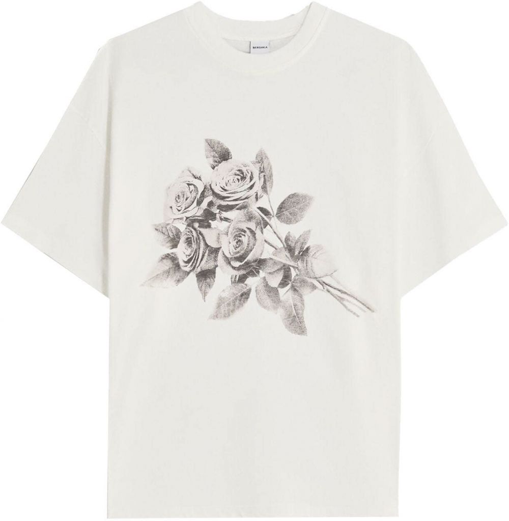 Bershka Tričko  čierna / biela