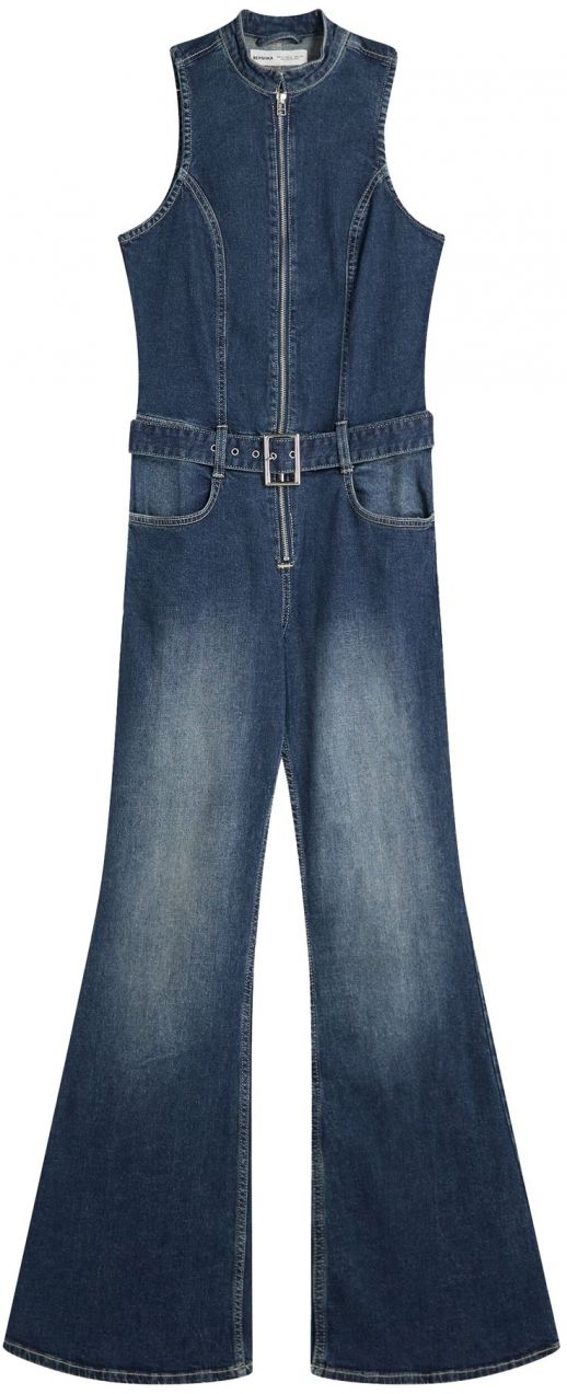 Bershka Overal  modrá denim