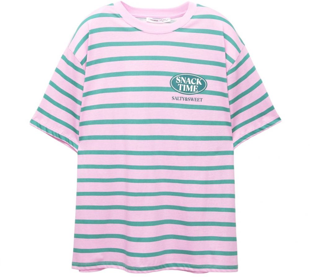 Pull&Bear Tričko 'TACOS'  pueblo / nefritová / jedľová / slivková