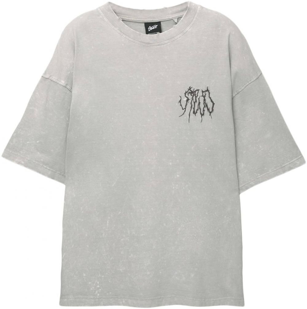 Pull&Bear Tričko 'STWD'  antracitová / svetlosivá / čierna
